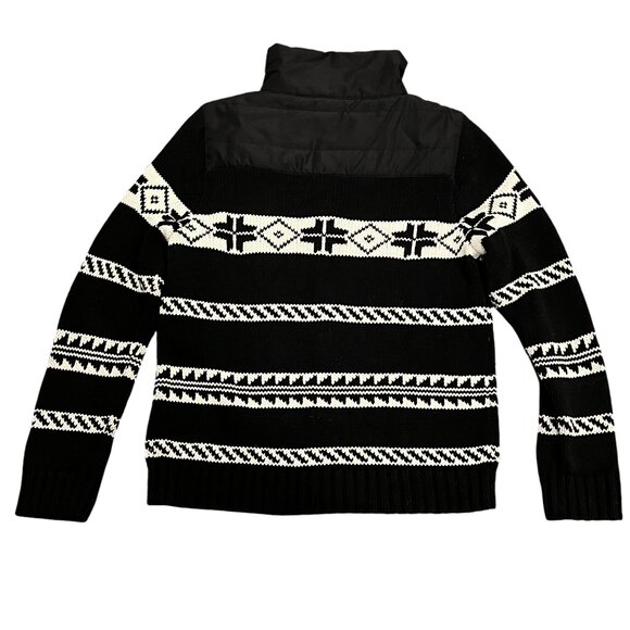 Lauren Ralph Lauren Zip Cardigan, Southwest, Cotton, Black Ivory, XL - Picture 7 of 11